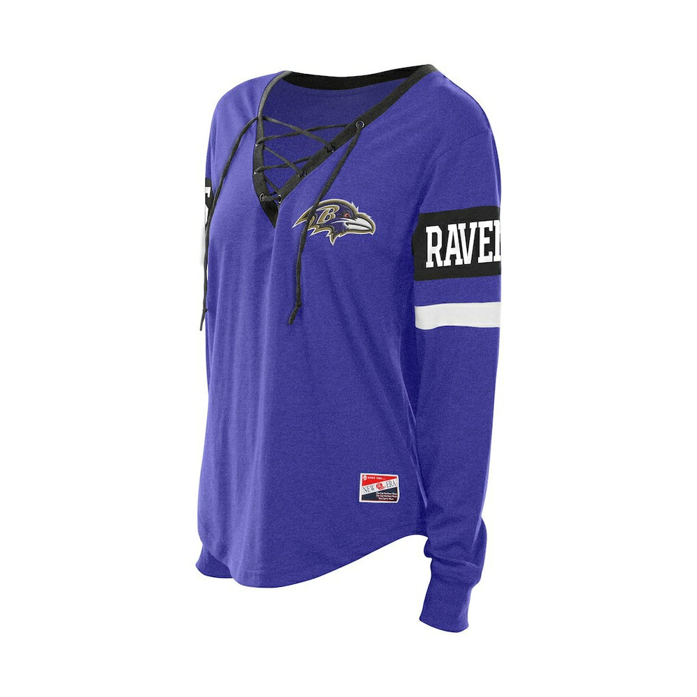 Baltimore Ravens New Era Women's Throwback Lace-Up Long-Sleeve T-Shirt - Purple T-shirts