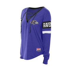 Baltimore Ravens New Era Women's Throwback Lace-Up Long-Sleeve T-Shirt - Purple T-shirts