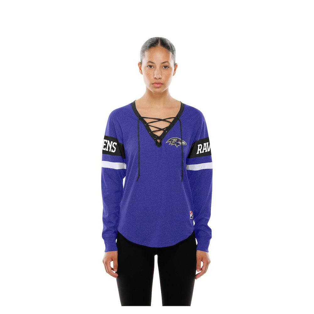Baltimore Ravens New Era Women's Throwback Lace-Up Long-Sleeve T-Shirt - Purple T-shirts