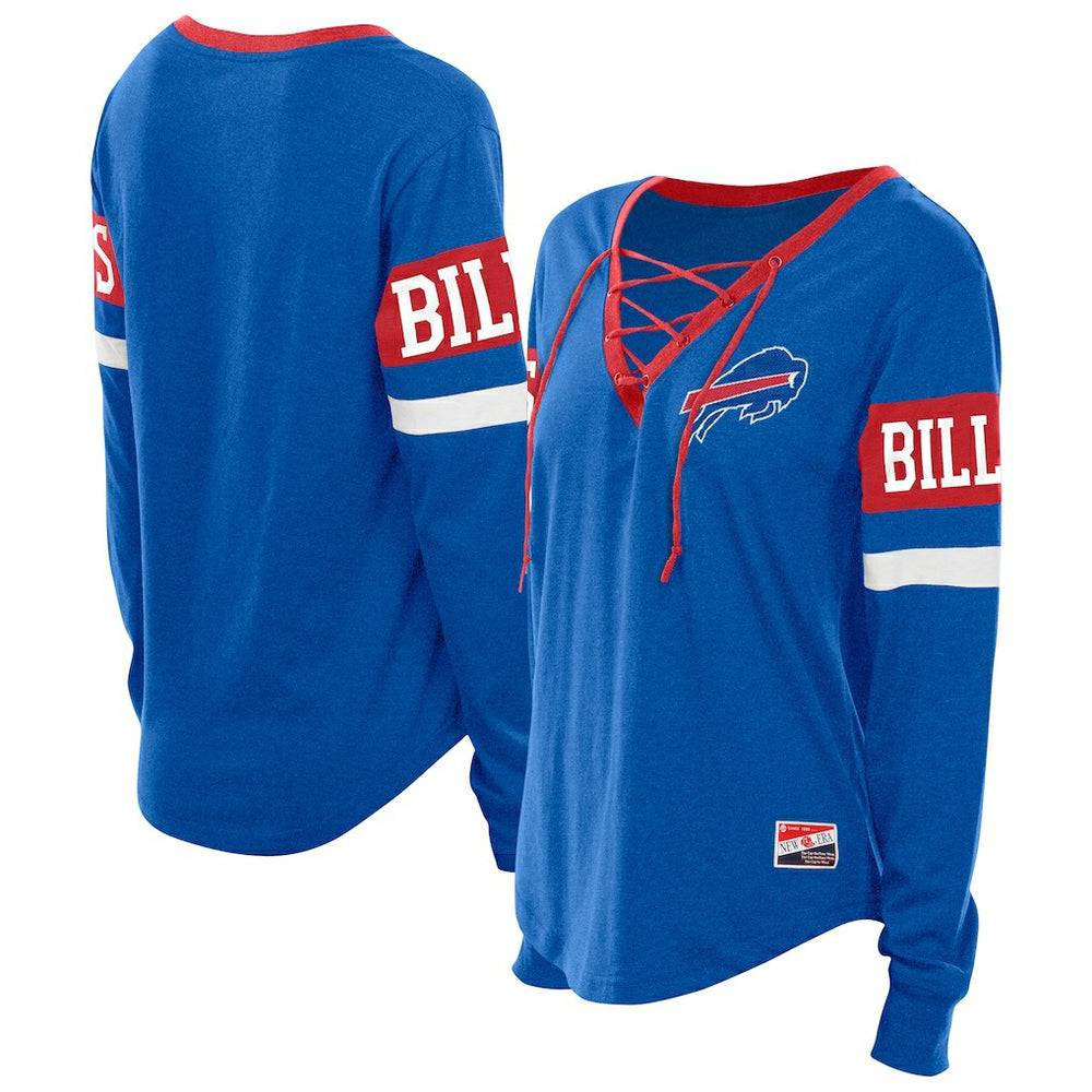 Buffalo Bills New Era Women's Throwback Lace-Up Long-Sleeve T-Shirt - Royal T-shirts