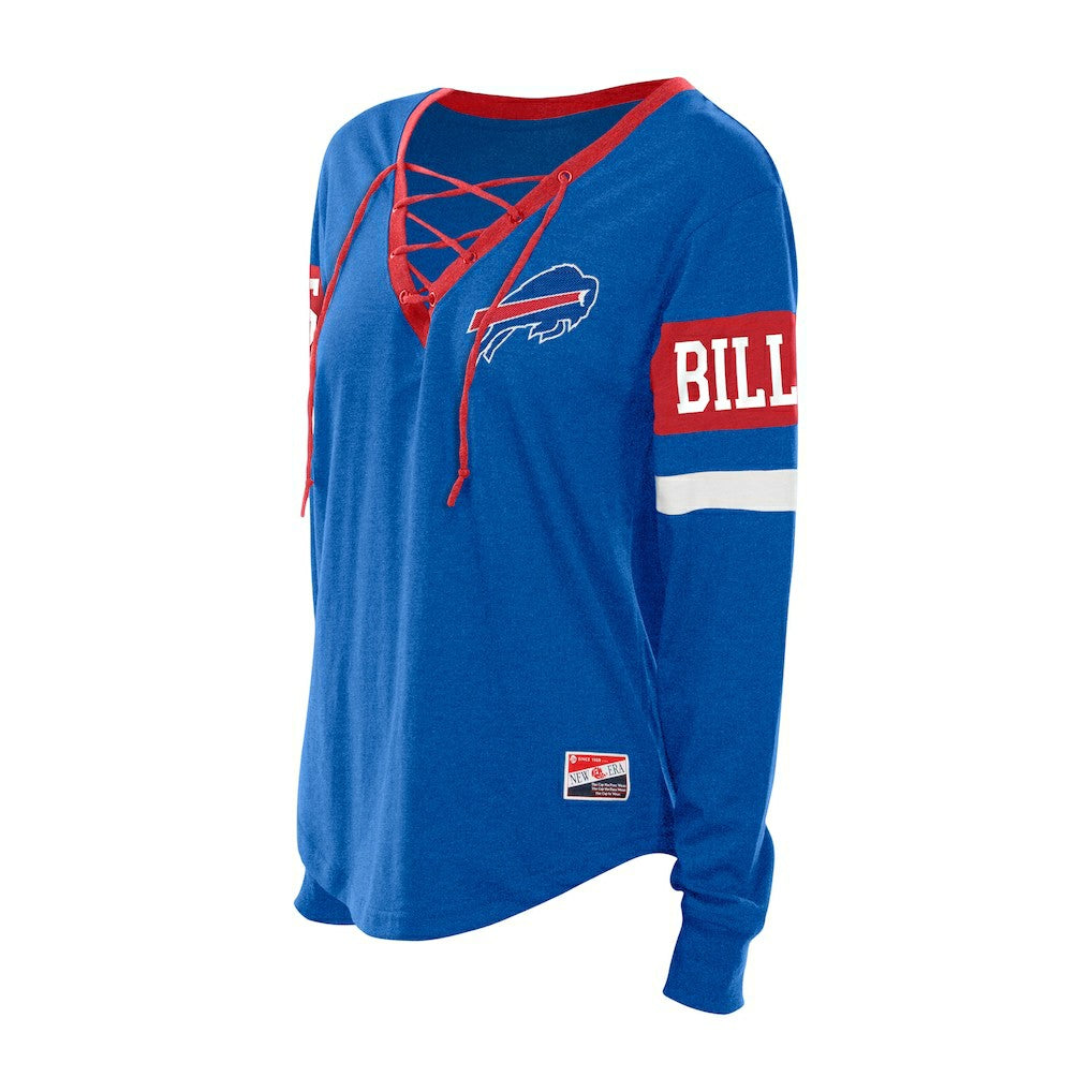 Buffalo Bills New Era Women's Throwback Lace-Up Long-Sleeve T-Shirt - Royal T-shirts