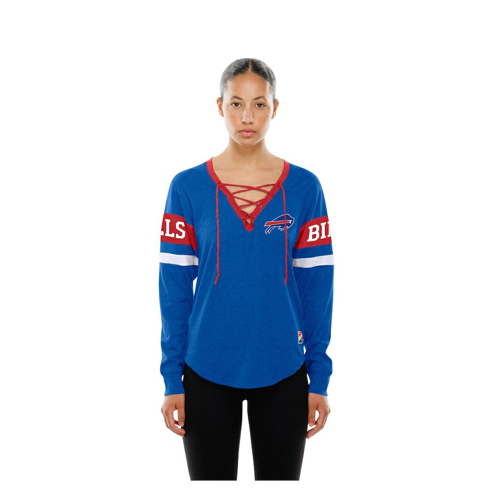 Buffalo Bills New Era Women's Throwback Lace-Up Long-Sleeve T-Shirt - Royal T-shirts