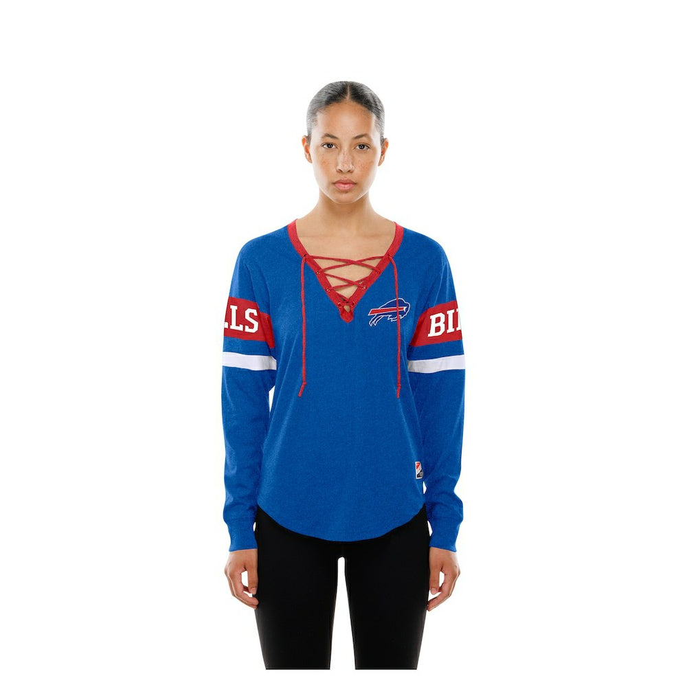 Buffalo Bills New Era Women's Throwback Lace-Up Long-Sleeve T-Shirt - Royal T-shirts