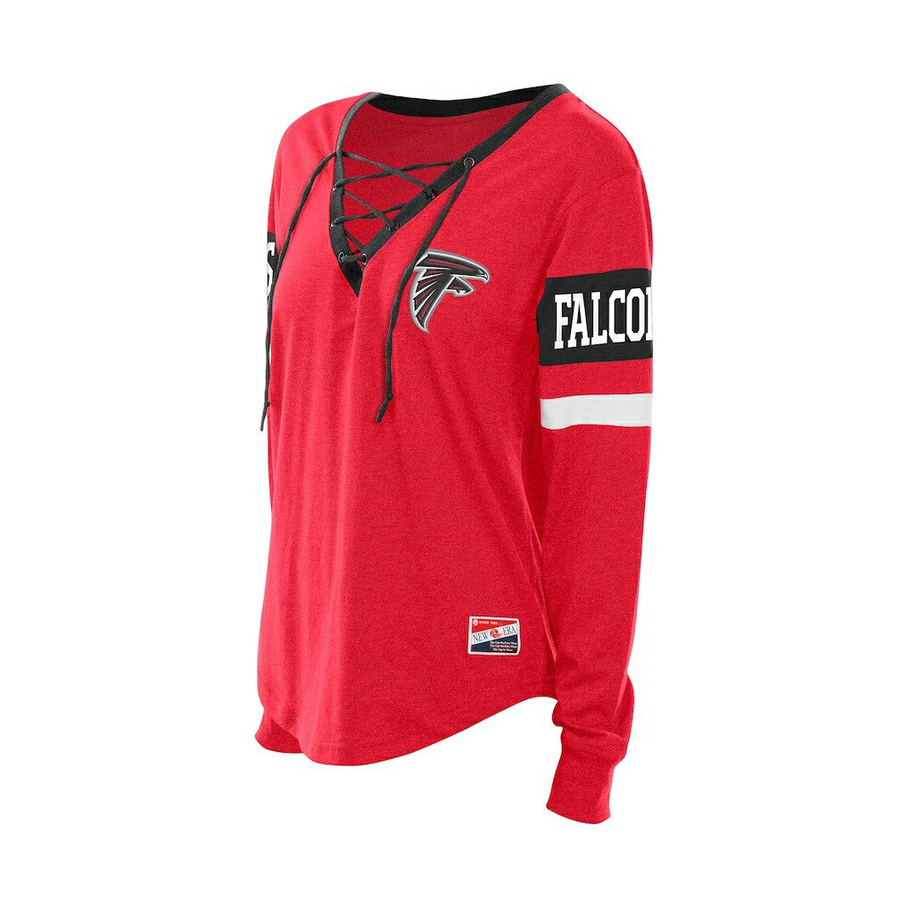 Atlanta Falcons New Era Women's Throwback Lace-Up Long-Sleeve T-Shirt - Red T-shirts