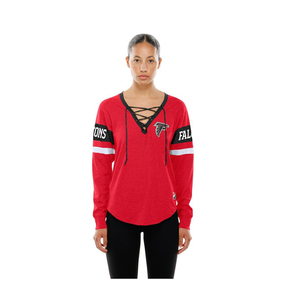 Atlanta Falcons New Era Women's Throwback Lace-Up Long-Sleeve T-Shirt - Red T-shirts
