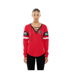 Atlanta Falcons New Era Women's Throwback Lace-Up Long-Sleeve T-Shirt - Red T-shirts