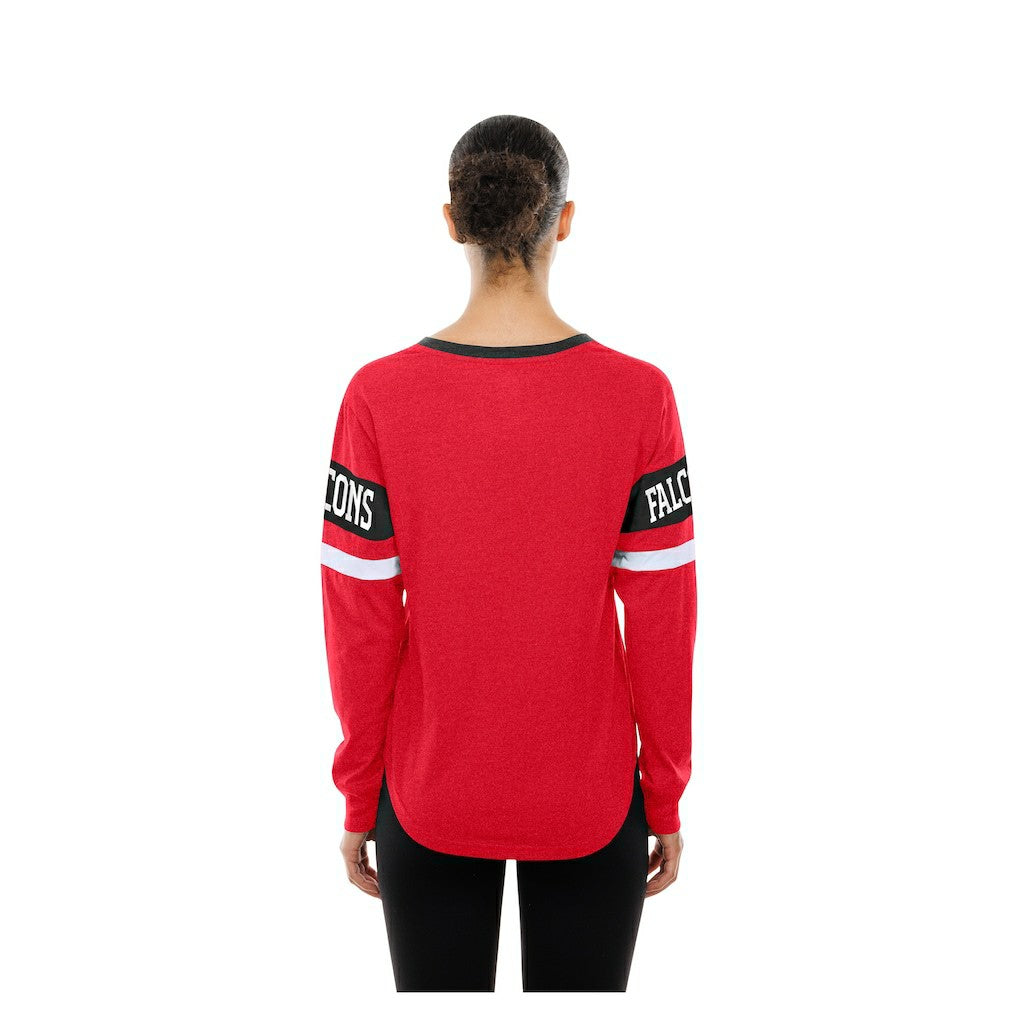 Atlanta Falcons New Era Women's Throwback Lace-Up Long-Sleeve T-Shirt - Red T-shirts