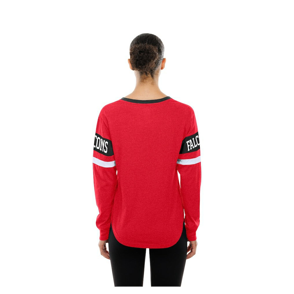 Atlanta Falcons New Era Women's Throwback Lace-Up Long-Sleeve T-Shirt - Red T-shirts