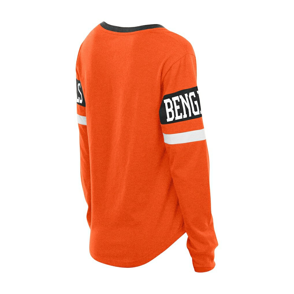 Cincinnati Bengals New Era Women's Throwback Lace-Up Long-Sleeve T-Shirt - Orange T-shirts