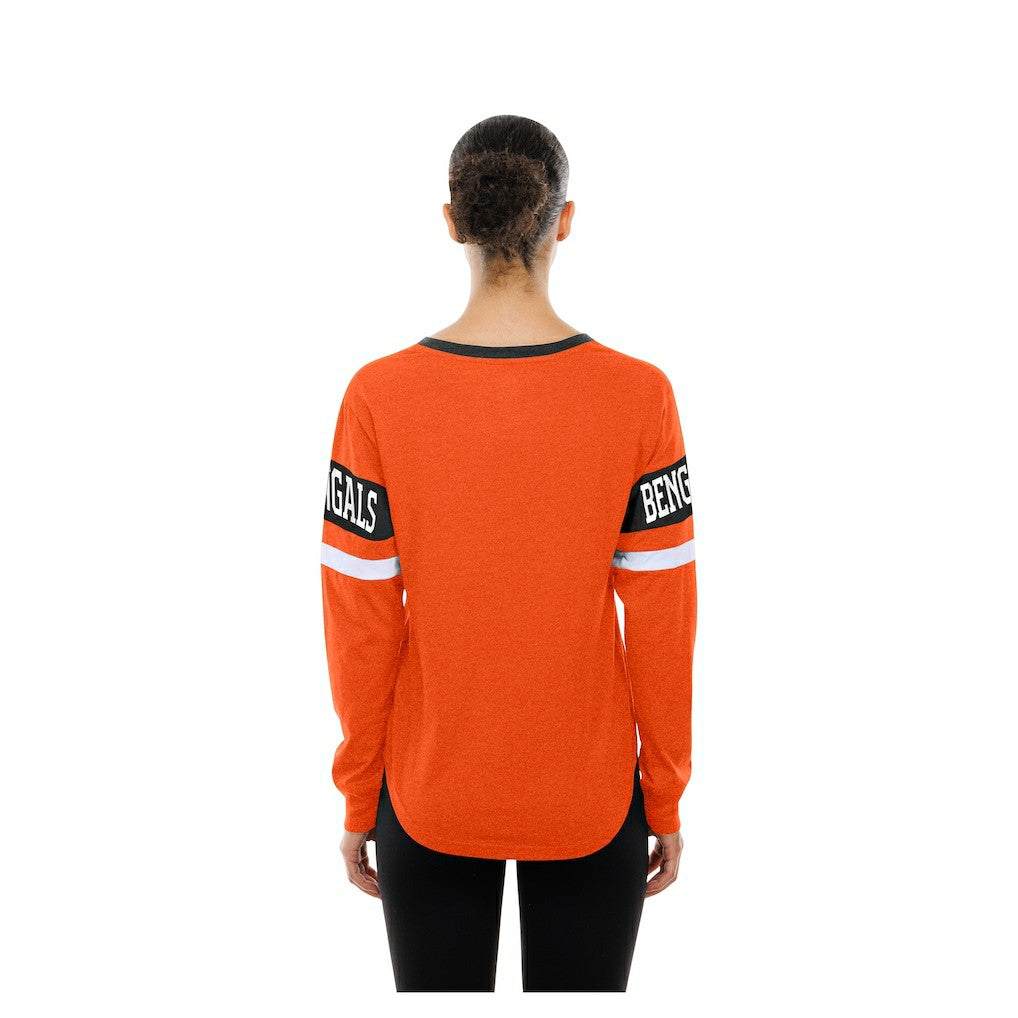 Cincinnati Bengals New Era Women's Throwback Lace-Up Long-Sleeve T-Shirt - Orange T-shirts