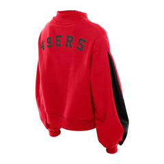 San Francisco 49ers New Era Women's Sport Night Mock Neck Balloon Sleeve Pullover Sweatshirt - Scarlet Pullover