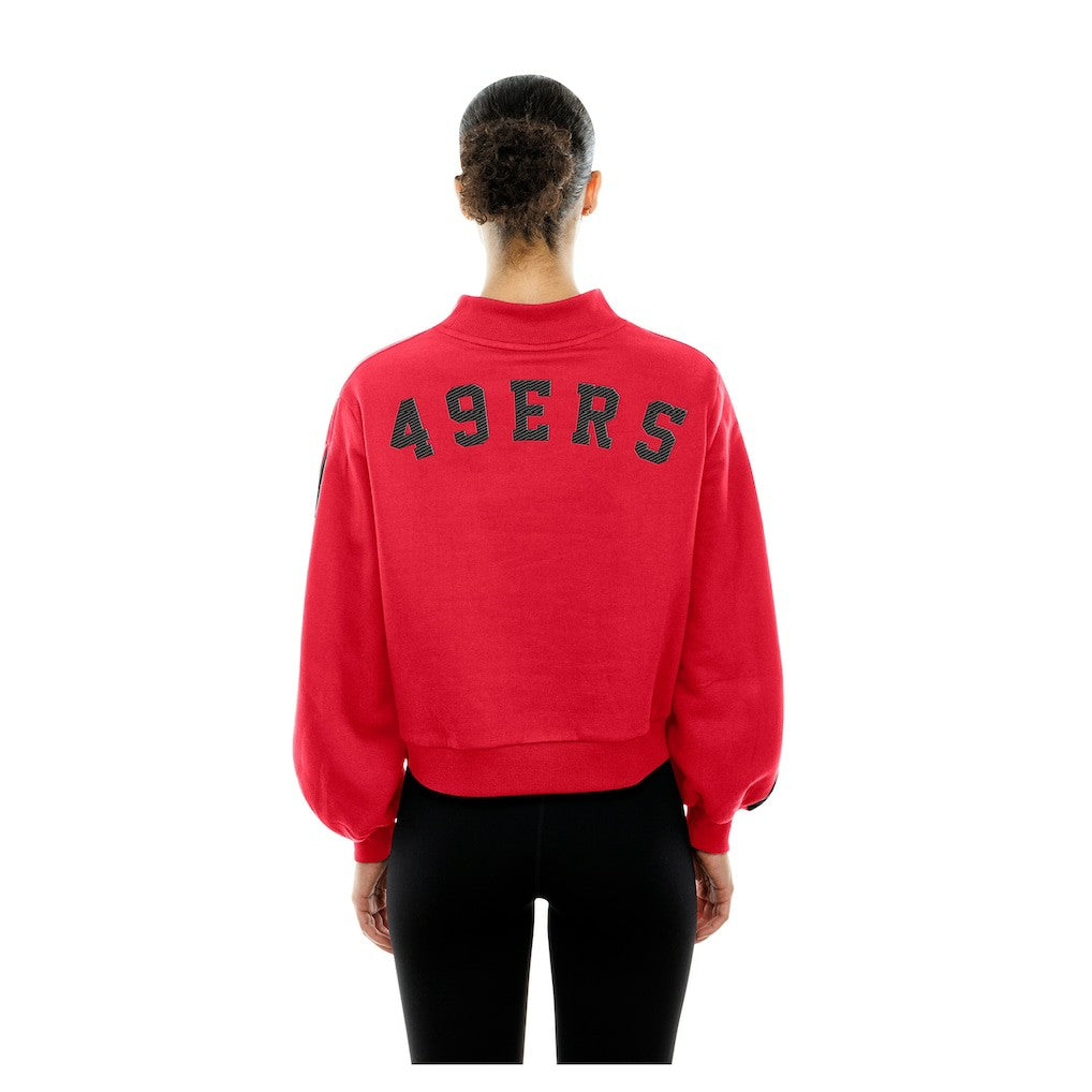 San Francisco 49ers New Era Women's Sport Night Mock Neck Balloon Sleeve Pullover Sweatshirt - Scarlet Pullover