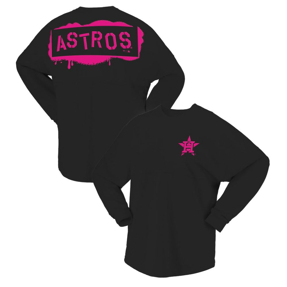 Houston Astros Fanatics Women's Neon Jersey Long Sleeve T-Shirt - Black Jerseys
