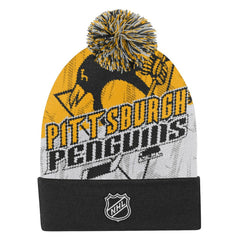 Pittsburgh Penguins Outerstuff Youth New Edge Cuffed Knit Hat with Pom - Black | US 202603228