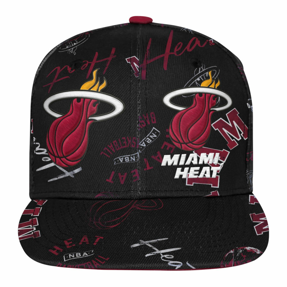 Miami Heat Outerstuff Youth Street Hooper Allover Print Snapback Hat Black