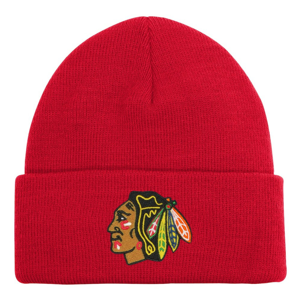 Chicago Blackhawks Outerstuff Youth 2.0 Essential Cuffed Knit Hat - Red | US 202603273
