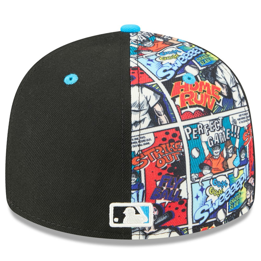 Miami Marlins New Era 2025 MLB Diamond Hero Edition Low Profile 59FIFTY Fitted Hat - Black/Blue Hats