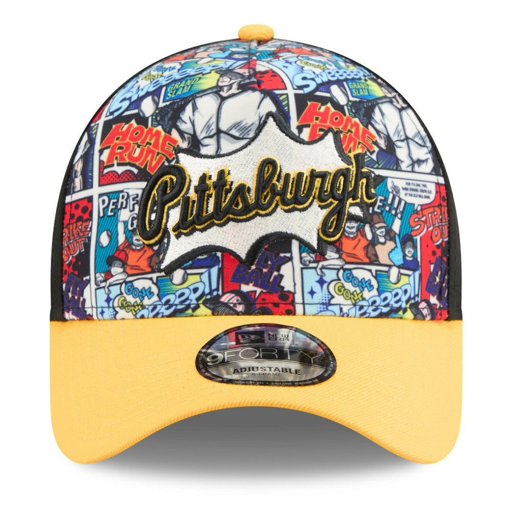 Pittsburgh Pirates New Era 2025 MLB Diamond Hero Edition A-Frame 9FORTY Adjustable Hat - Black/Gold Hats