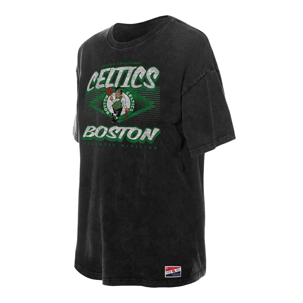 Boston Celtics Women's Throwback Mineral Wash Oversized T-Shirt Black - New Era
