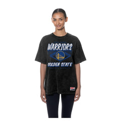 Golden State Warriors Women's Throwback Mineral Wash Oversized T-Shirt Black - New Era