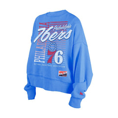 Philadelphia 76ers Women's Boxy Throwback Mineral Wash Sweatshirt Royal - New Era