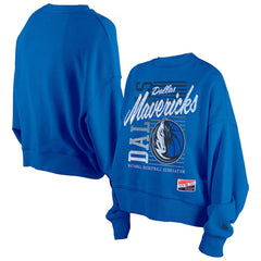 Dallas Mavericks Women's Boxy Throwback Mineral Wash Sweatshirt Blue - New Era