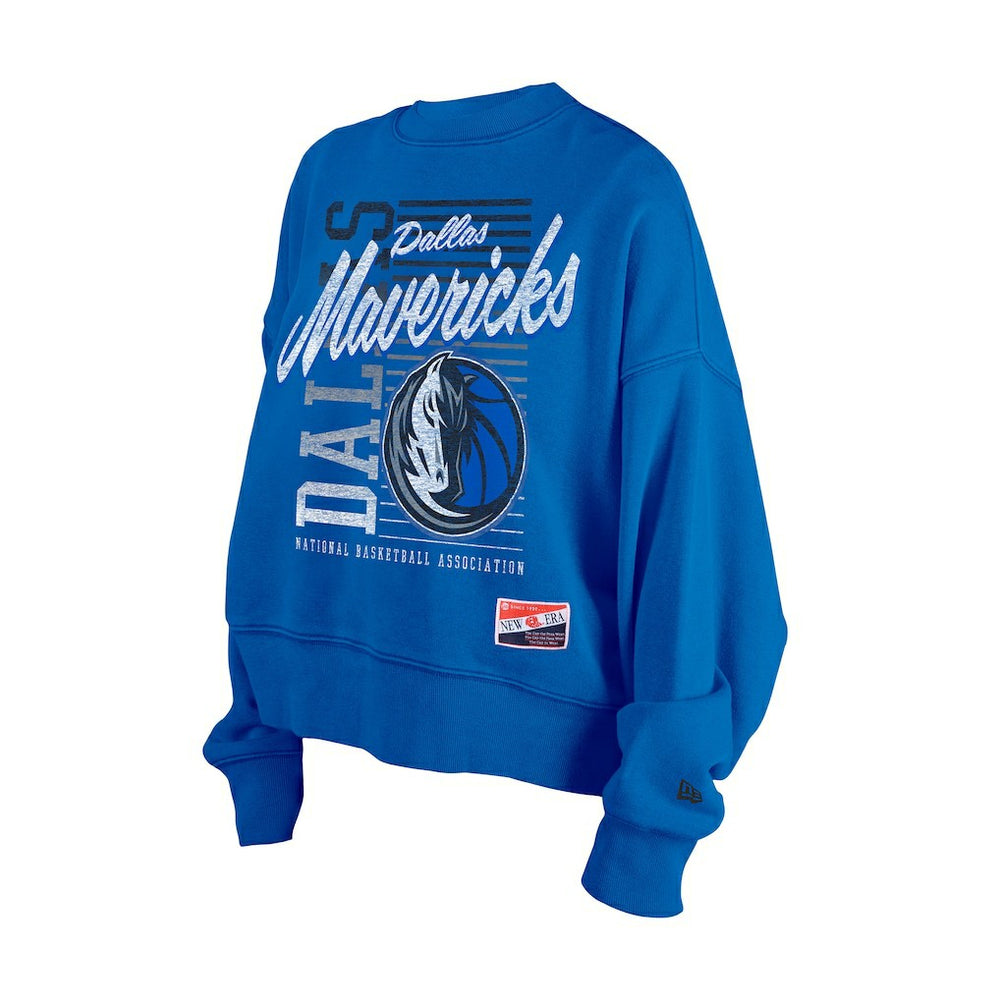 Dallas Mavericks Women's Boxy Throwback Mineral Wash Sweatshirt Blue - New Era