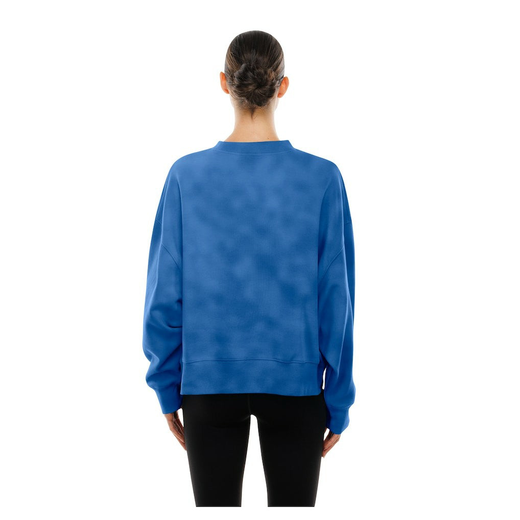 Dallas Mavericks Women's Boxy Throwback Mineral Wash Sweatshirt Blue - New Era