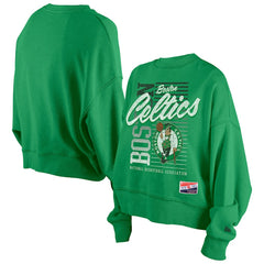 Boston Celtics Women's Boxy Throwback Mineral Wash Sweatshirt Kelly Green - New Era