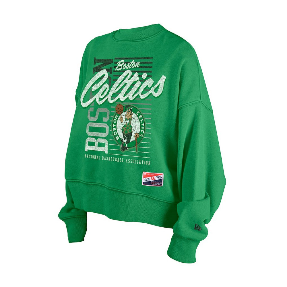 Boston Celtics Women's Boxy Throwback Mineral Wash Sweatshirt Kelly Green - New Era
