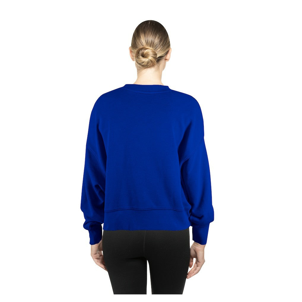 Golden State Warriors Women's Boxy Throwback Mineral Wash Sweatshirt Royal - New Era