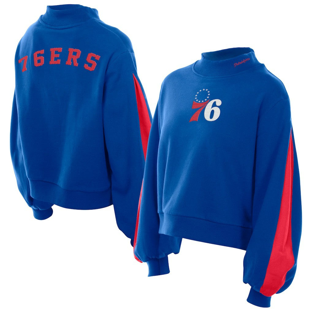 Philadelphia 76ers Women's Sport Night Balloon Sleeves Sweatshirt Royal - New Era