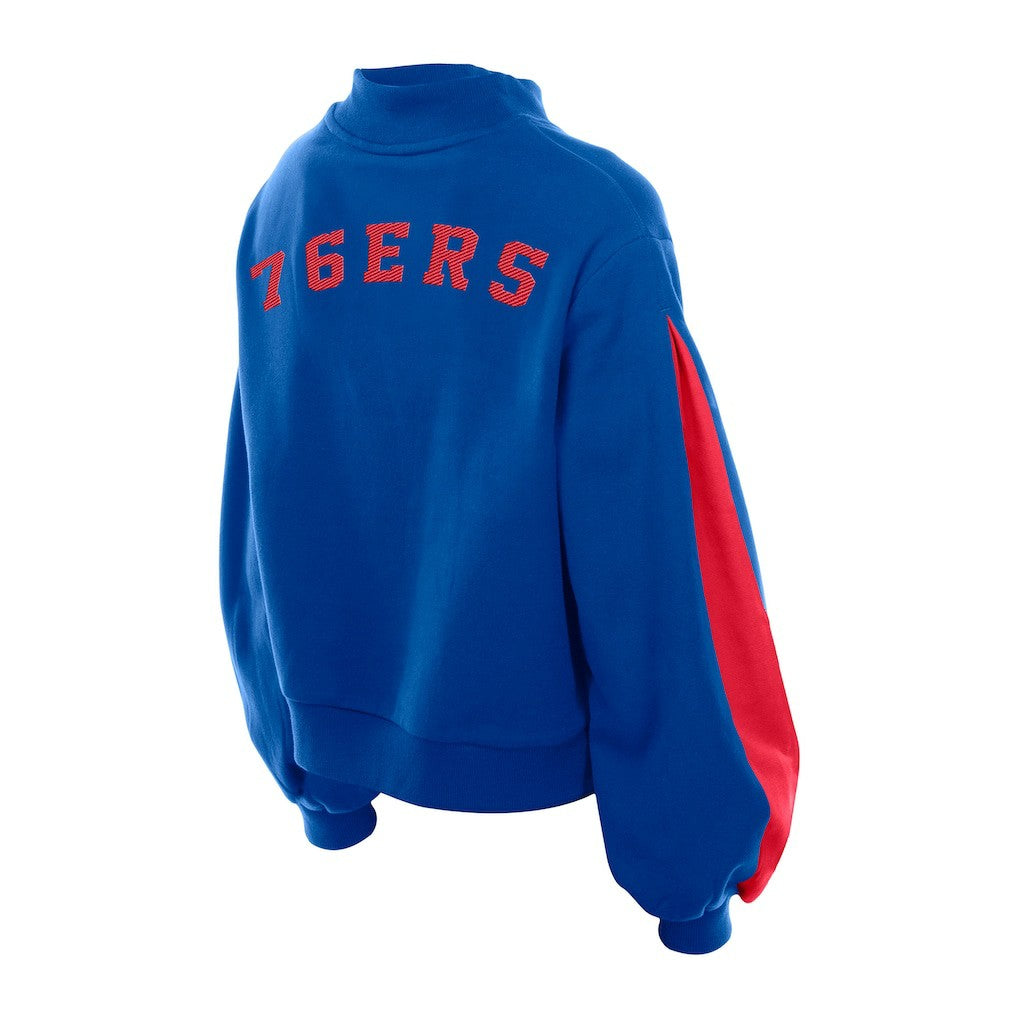 Philadelphia 76ers Women's Sport Night Balloon Sleeves Sweatshirt Royal - New Era