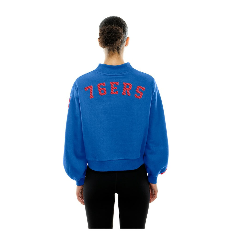 Philadelphia 76ers Women's Sport Night Balloon Sleeves Sweatshirt Royal - New Era