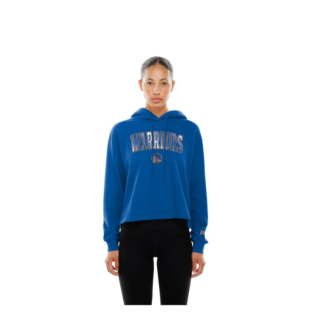 Golden State Warriors Women's Glam Game Open Back Hoodie Royal - New Era