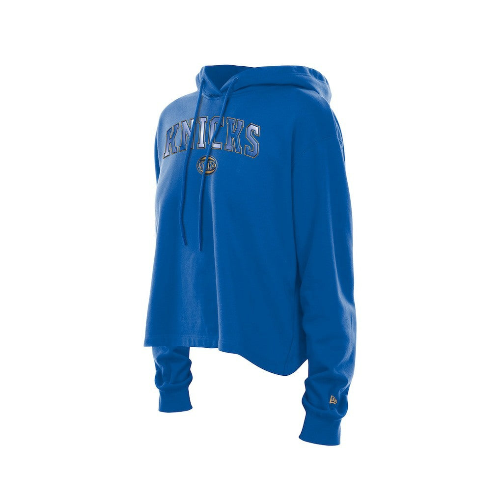 New York Knicks Women's Glam Game Open Back Hoodie Blue - New Era