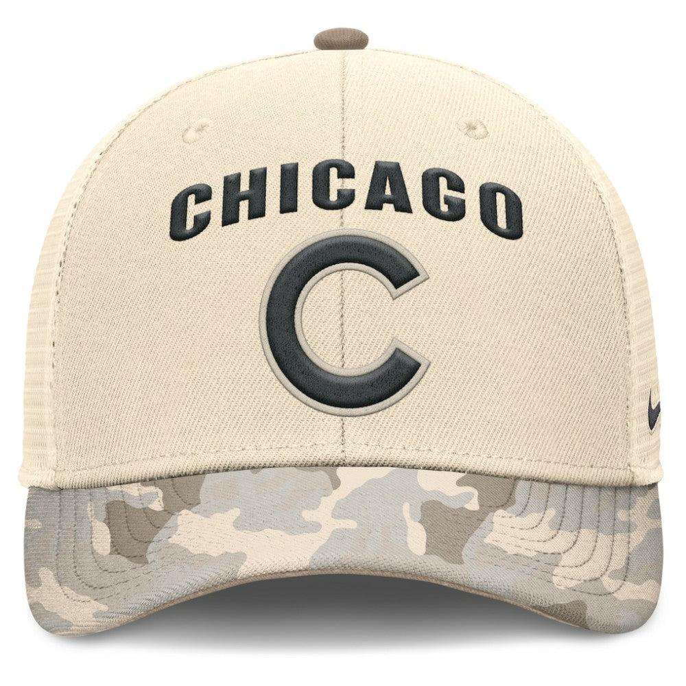 Chicago Cubs Nike Camo Natural Pack Rise Adjustable Trucker Hat - Natural Hats
