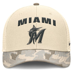 Miami Marlins Nike Camo Natural Pack Rise Adjustable Trucker Hat - Natural Hats