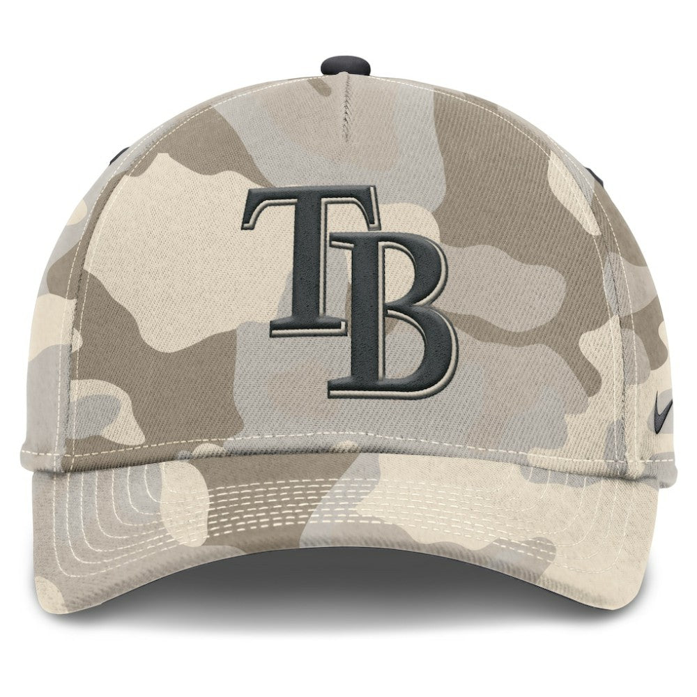 Tampa Bay Rays Nike Camo Pack Rise Adjustable Hat - Natural Hats