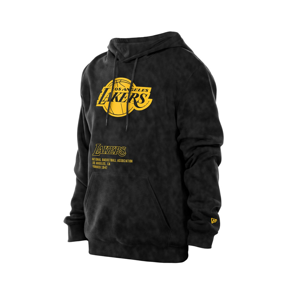 Los Angeles Lakers Sport Night Mineral Wash Pullover Hoodie Black - New Era