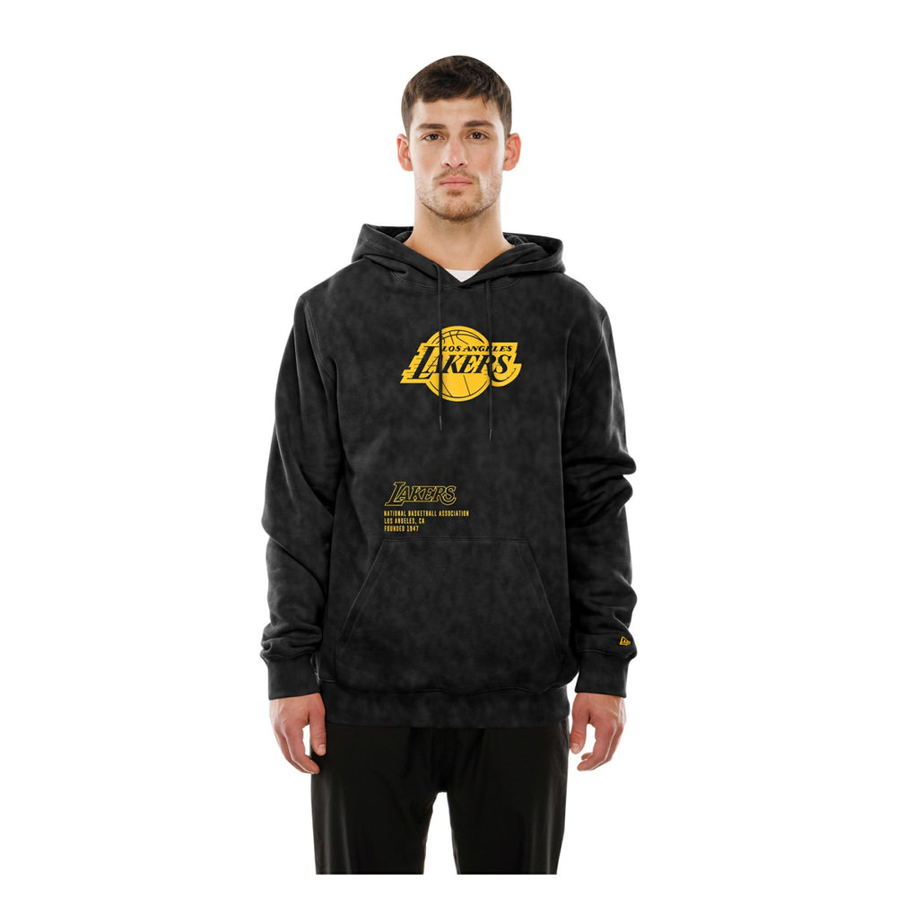 Los Angeles Lakers Sport Night Mineral Wash Pullover Hoodie Black - New Era