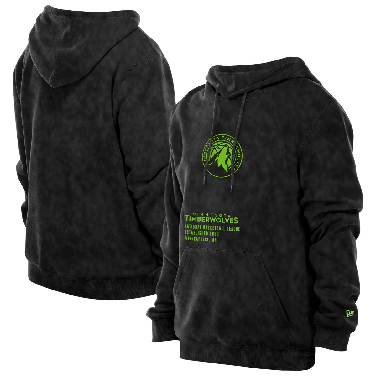 Minnesota Timberwolves Sport Night Mineral Wash Pullover Hoodie Black - New Era