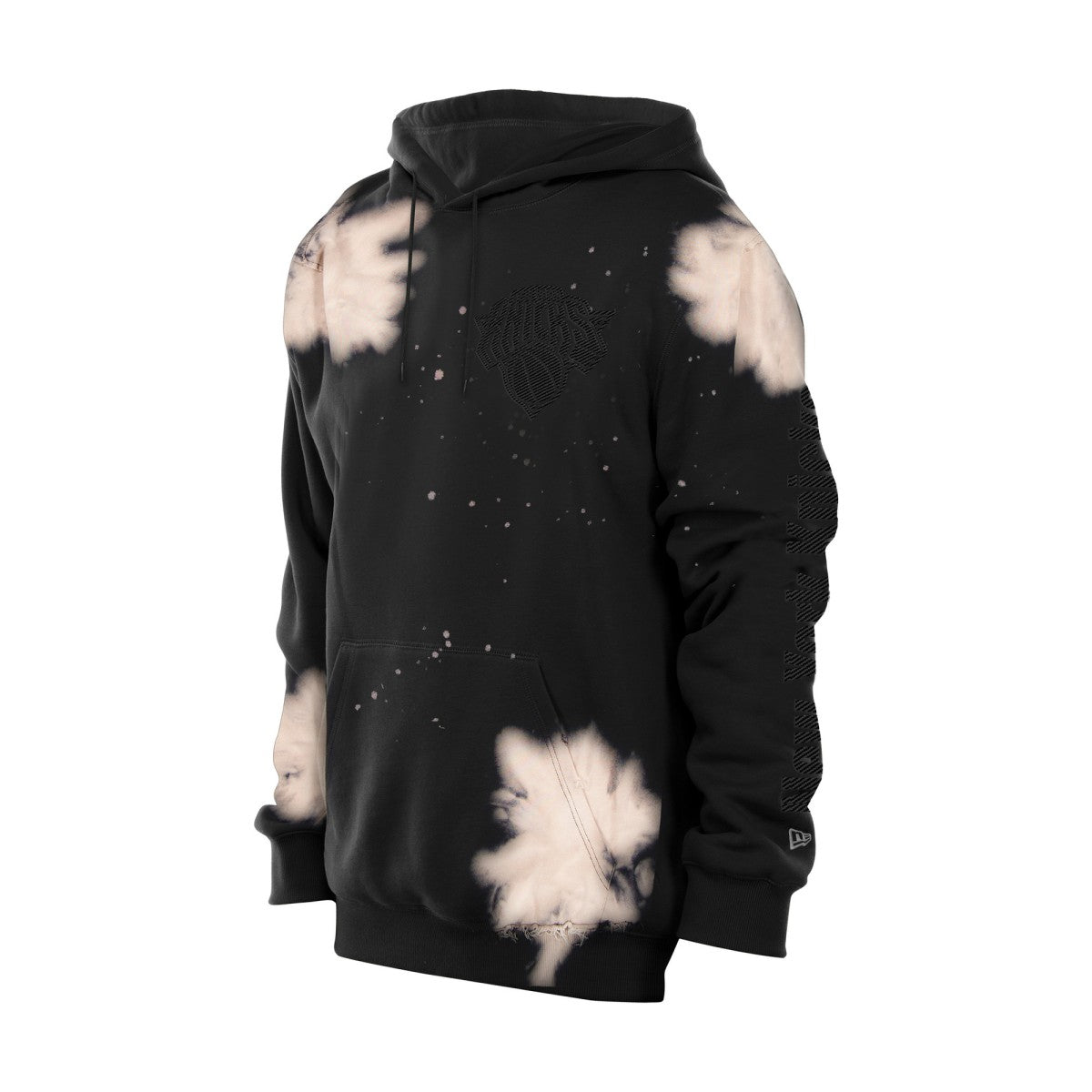 New York Knicks Injection Bleached Out Raw Edge Hoodie Black - New Era