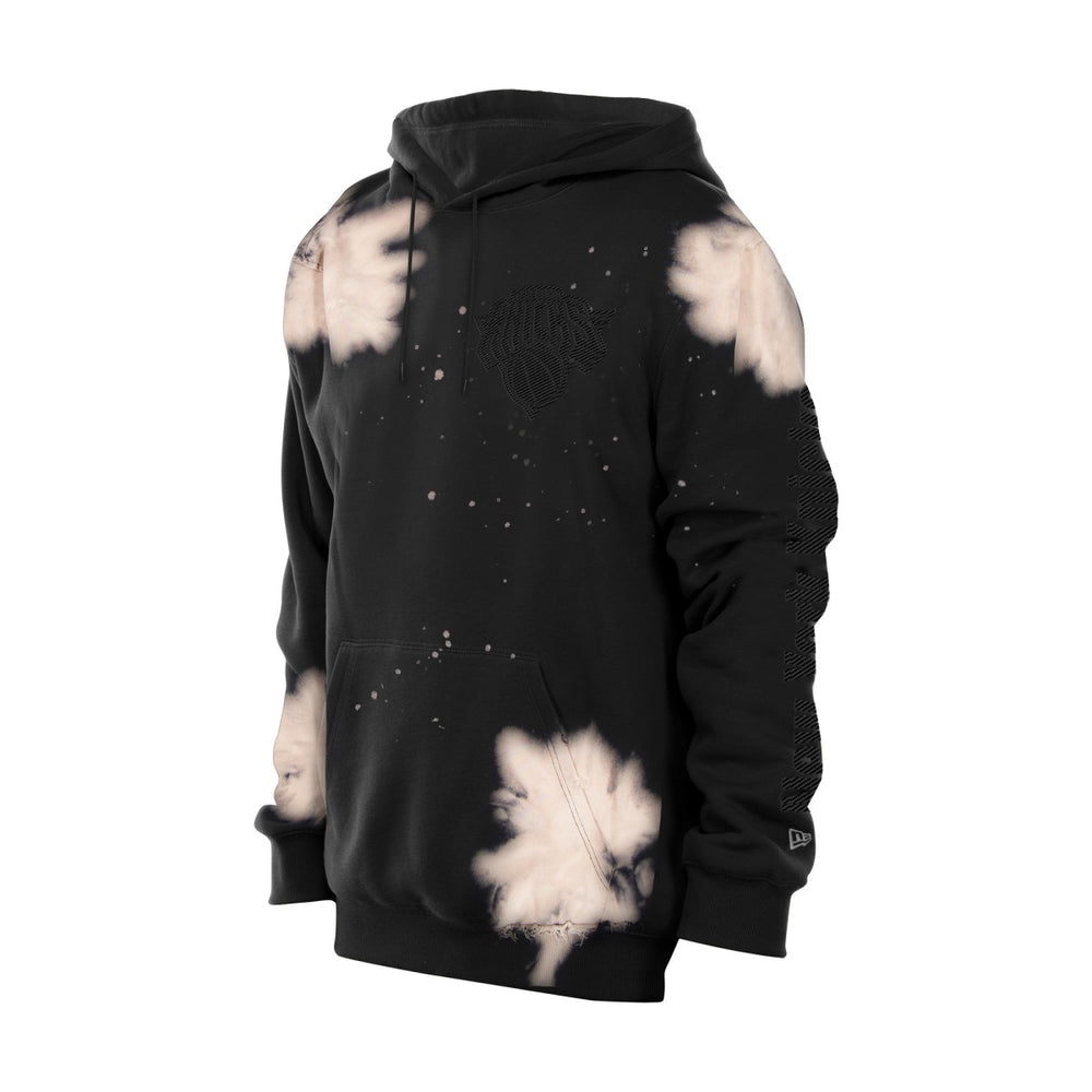 New York Knicks Injection Bleached Out Raw Edge Hoodie Black - New Era