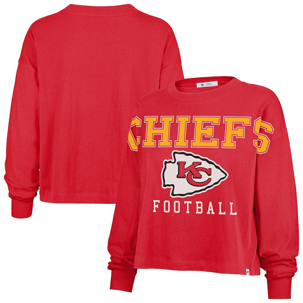 Kansas City Chiefs '47 Women's Outreach City Oversized Long Sleeve T-Shirt - Red T-shirts