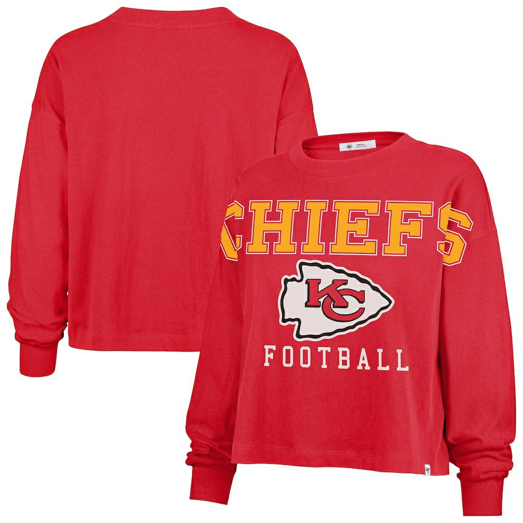 Kansas City Chiefs '47 Women's Outreach City Oversized Long Sleeve T-Shirt - Red T-shirts