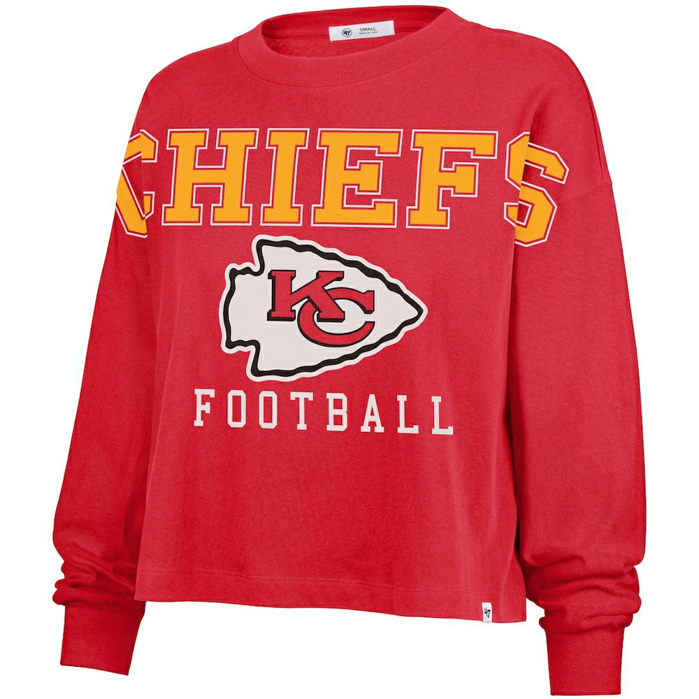 Kansas City Chiefs '47 Women's Outreach City Oversized Long Sleeve T-Shirt - Red T-shirts