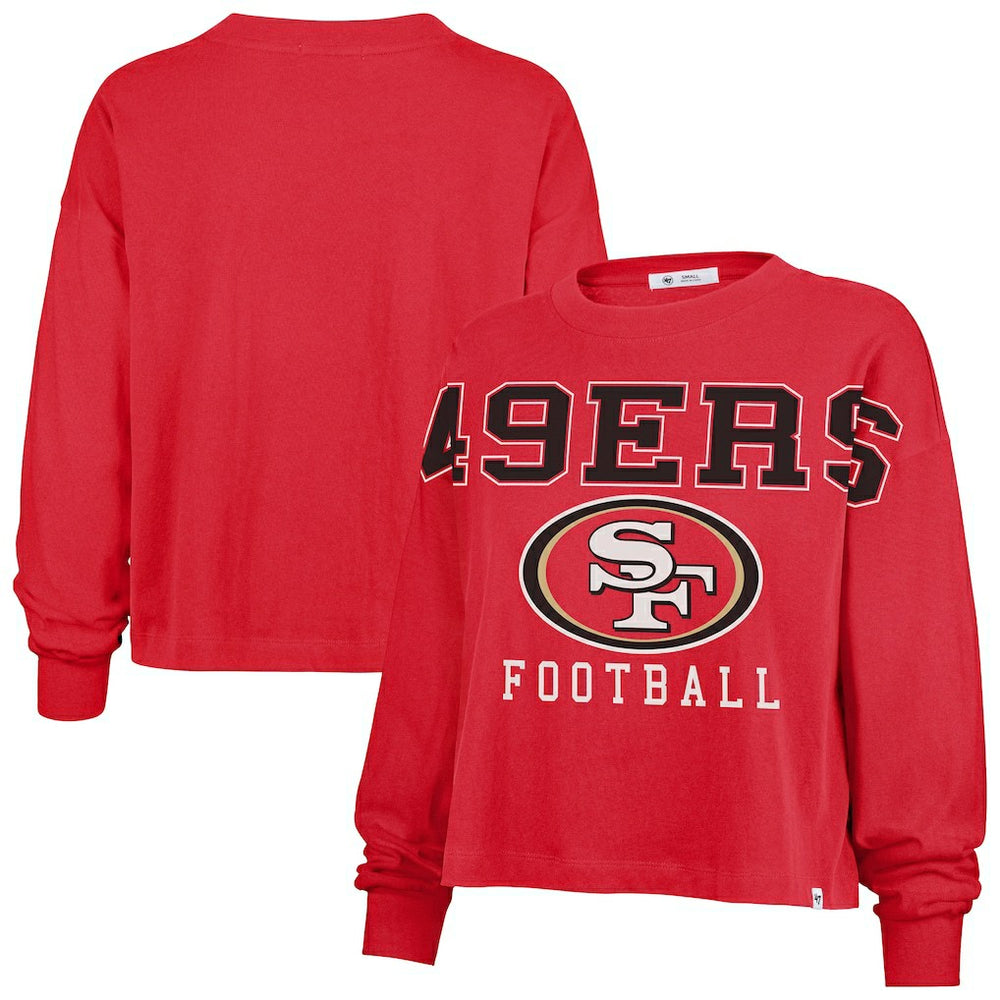 San Francisco 49ers '47 Women's Outreach City Oversized Long Sleeve T-Shirt - Scarlet T-shirts
