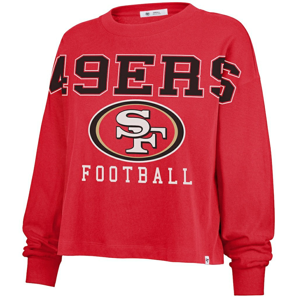 San Francisco 49ers '47 Women's Outreach City Oversized Long Sleeve T-Shirt - Scarlet T-shirts