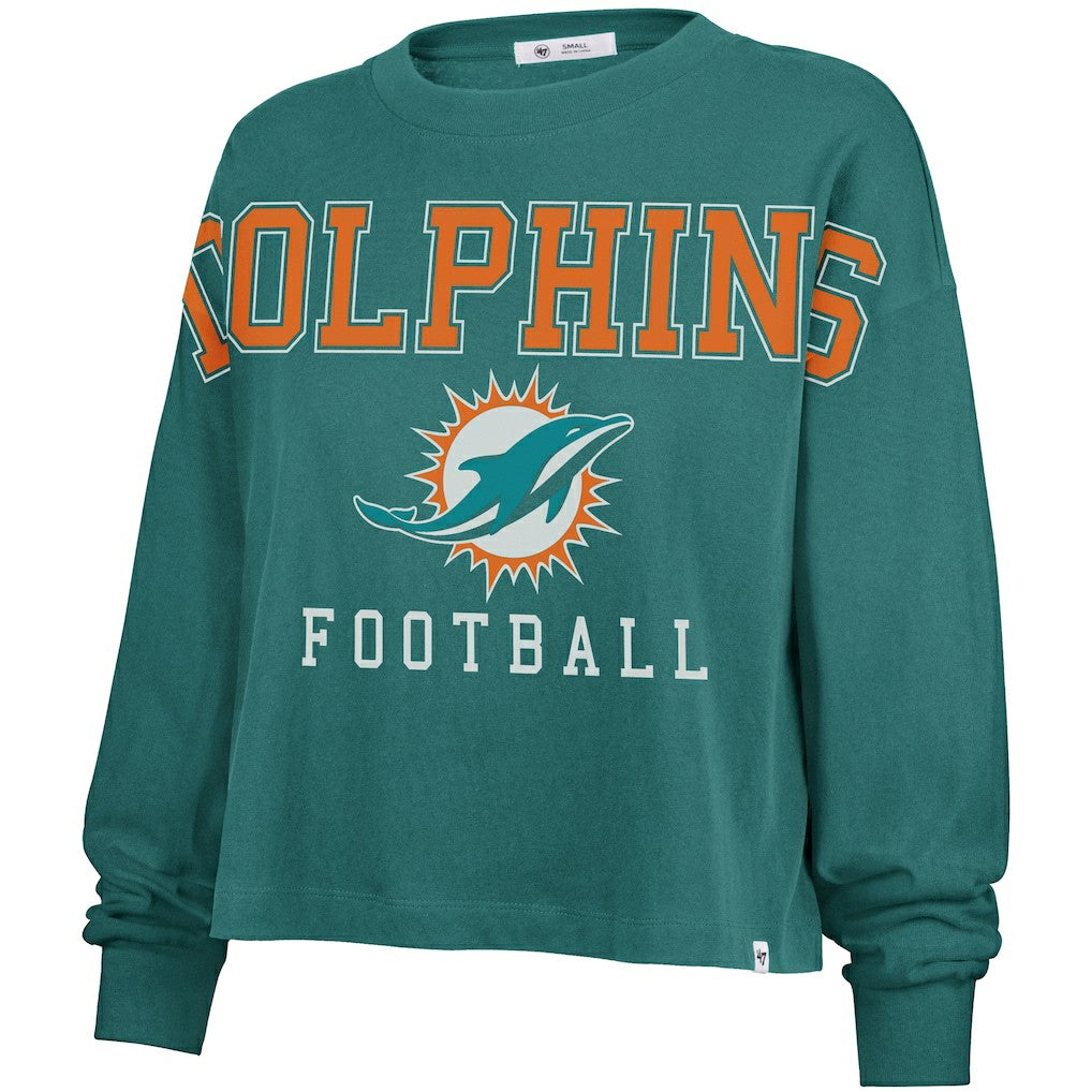 Miami Dolphins '47 Women's Outreach City Oversized Long Sleeve T-Shirt - Aqua T-shirts